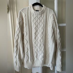 Urban Outfitters Wool White Cableknit Sweater